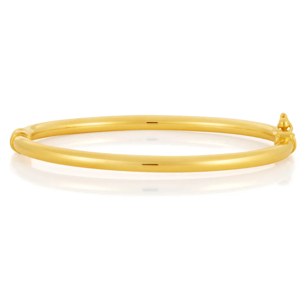 9ct Yellow Gold 3mm Hinged Polished Baby Bangle