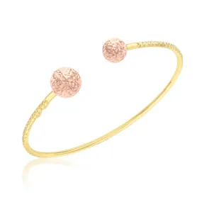 9K 2 Colour Gold Faceted Ball Bangle