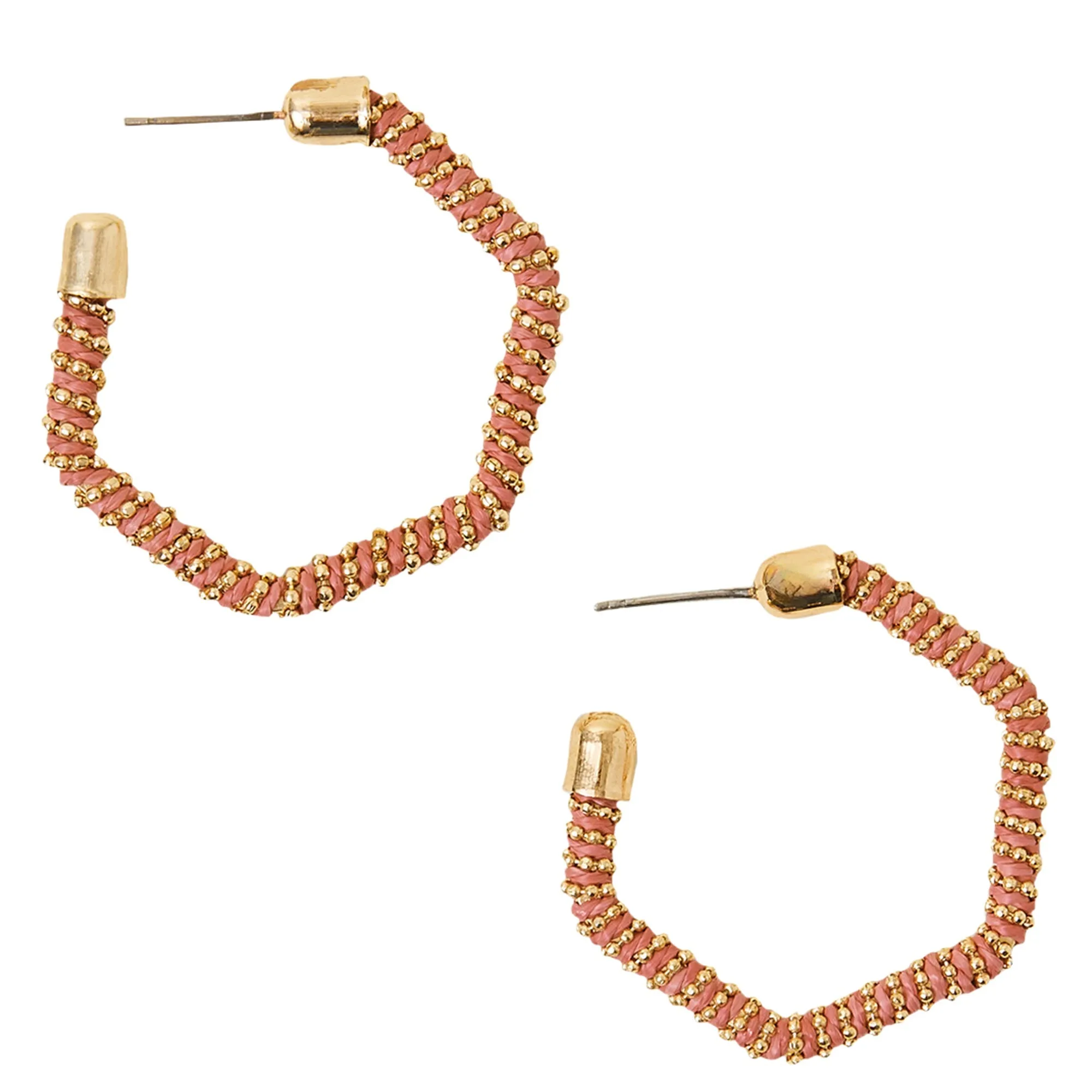 Accessorize London Women's Pink Hexagon Hoop Earrings