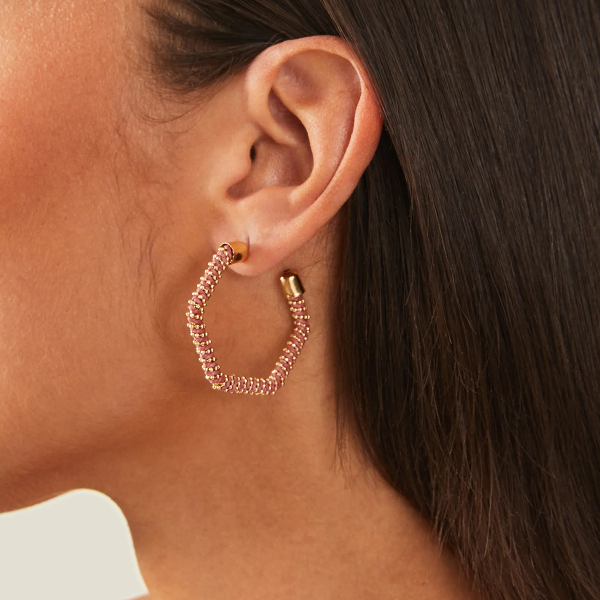 Accessorize London Women's Pink Hexagon Hoop Earrings