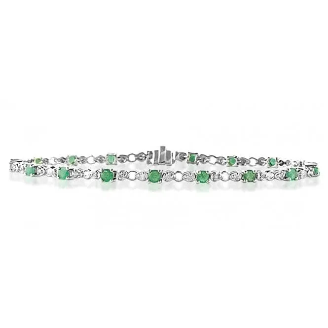 Acotis Diamonds 18K White Gold 0.17ct Diamond Emerald Bracelet H1129