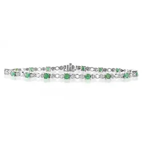 Acotis Diamonds 18K White Gold 0.17ct Diamond Emerald Bracelet H1129