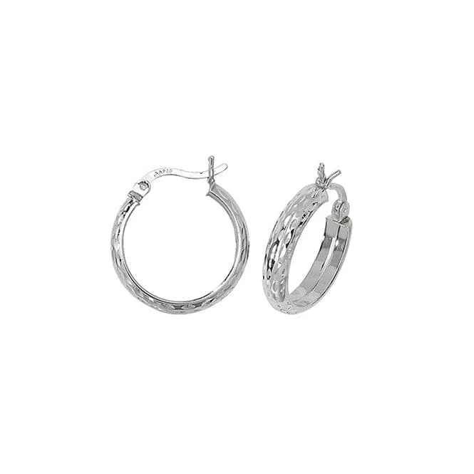 Acotis Silver Hoop Earrings Dia Cut G5745