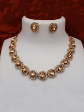 Ad Kundan Round Necklace And Earring Set