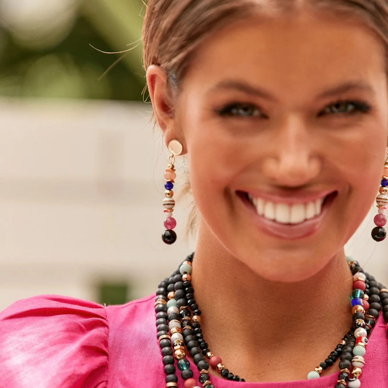 Adorne - Multi Coloured Bead Drop Fashion Earrings