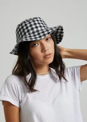 Afends Unisex Winona - Gingham Bucket Hat - Black & White