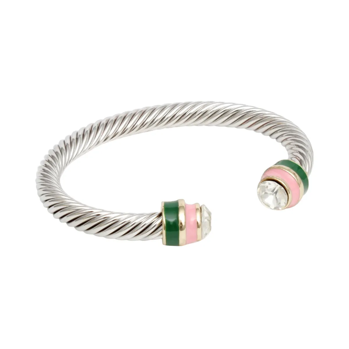 AKA Thick Cable Classic Silver Bangle Bracelet