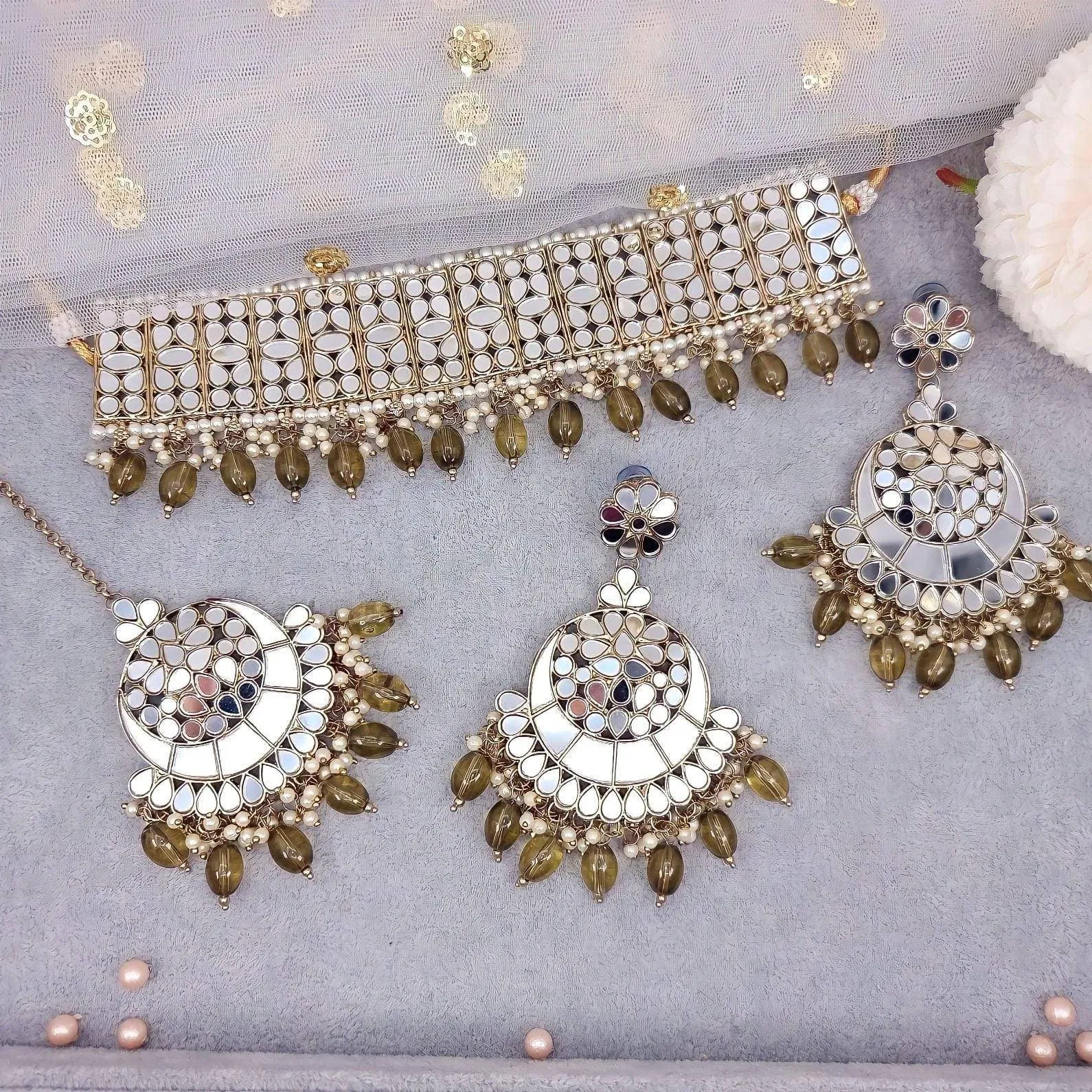 Alia - Mirror Work Flexible Indian Asian Jewellery Set