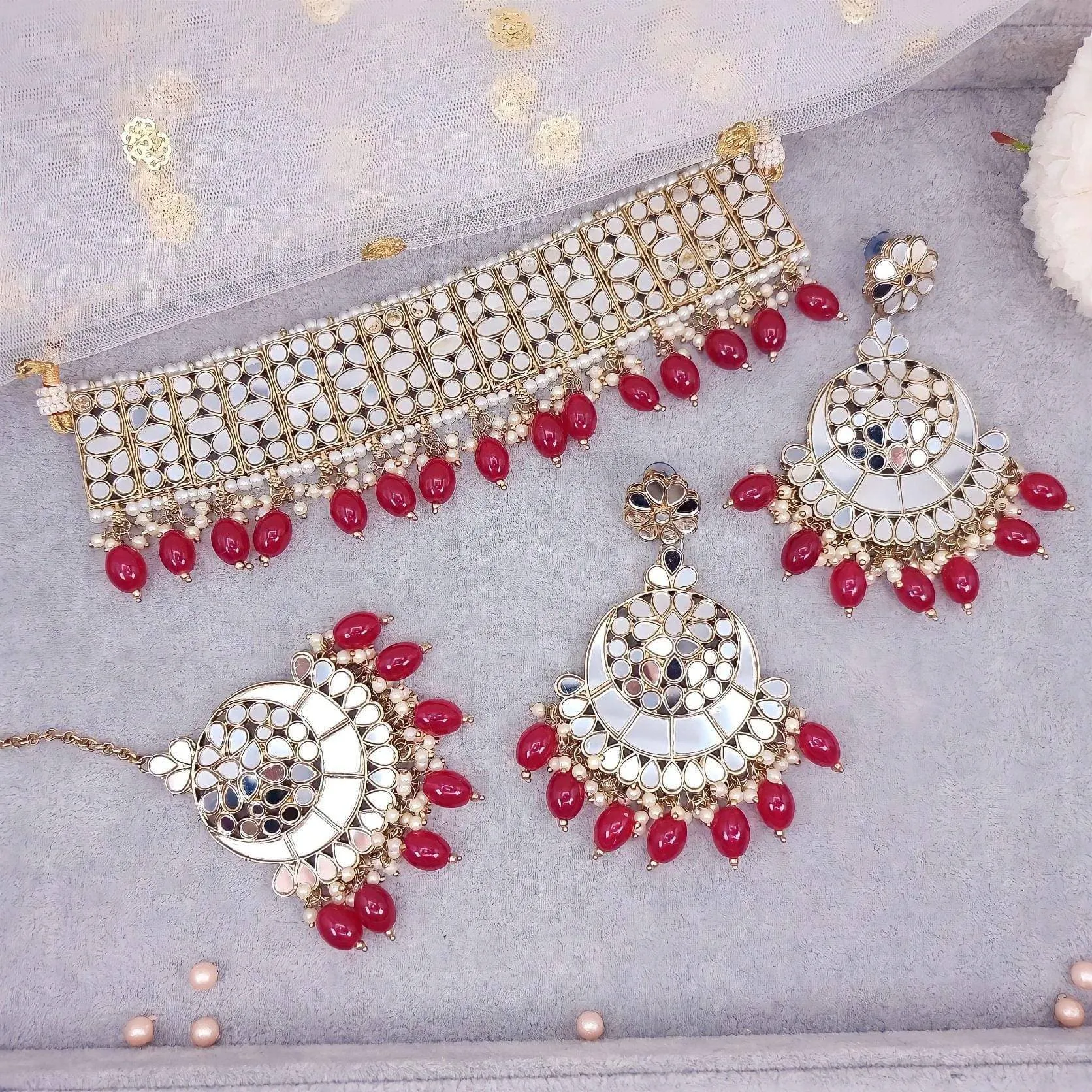 Alia - Mirror Work Flexible Indian Asian Jewellery Set