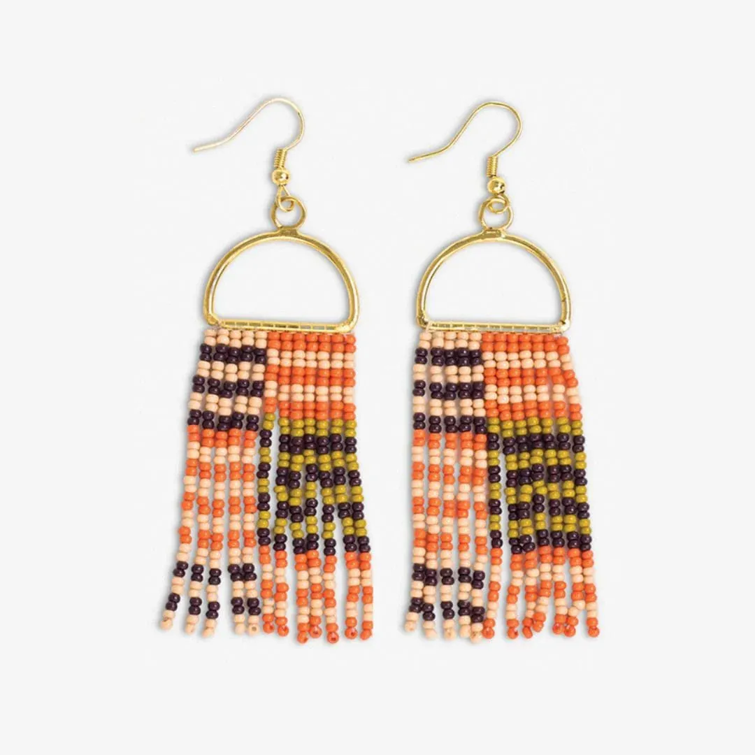 Allison Horizontal Striped Grid Beaded Earrings Jaipur