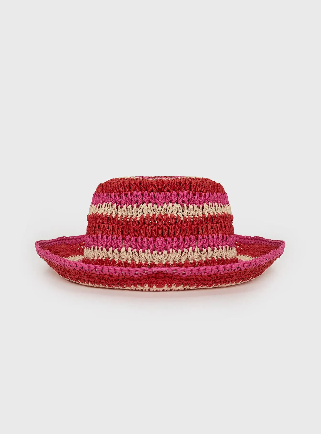 Alonza Crochet Bucket Hat Pink/red