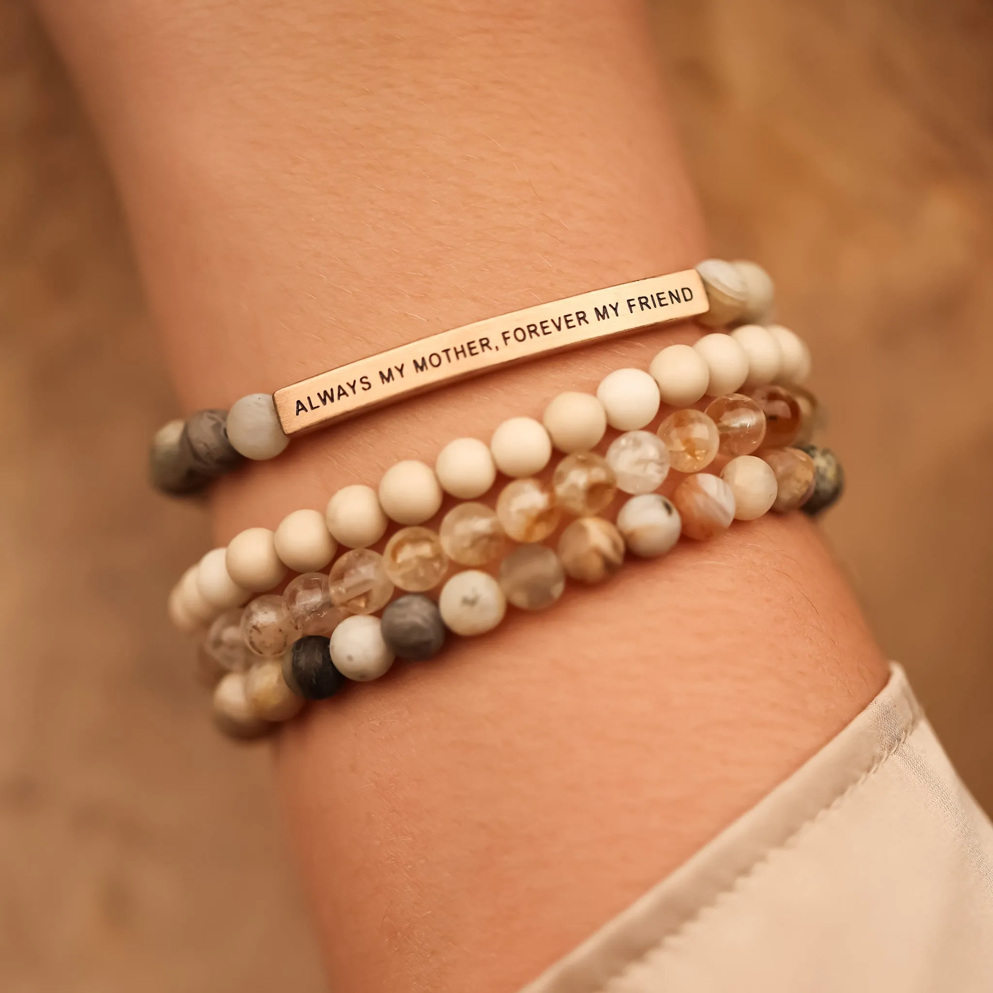 ALWAYS MY MOTHER 4 BRACELET GIFT SET - BAMBOO