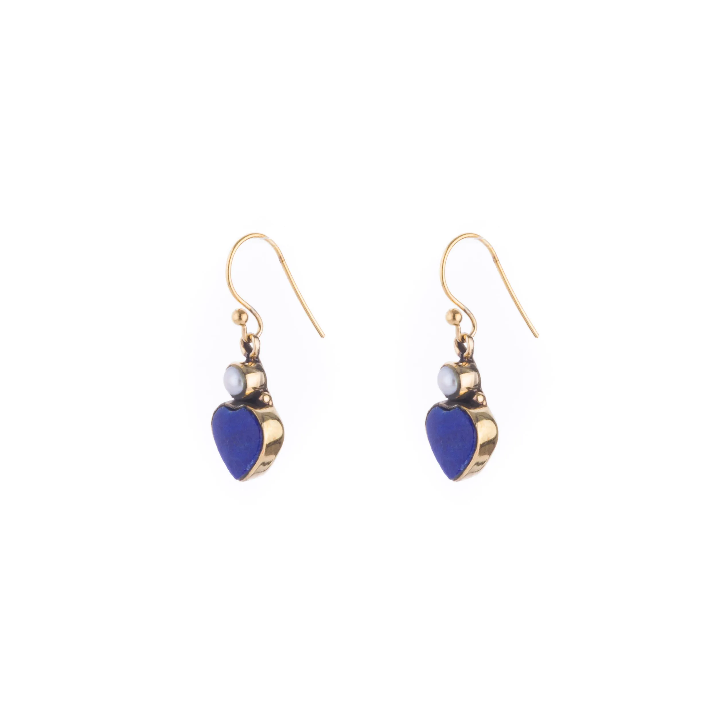 Amelia Lapis Heart Earrings, Gold Vermeil