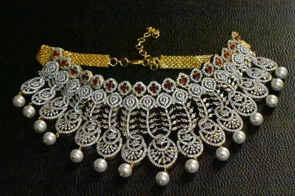 American Diamond Choker Set By Asp Fashion Jewellery