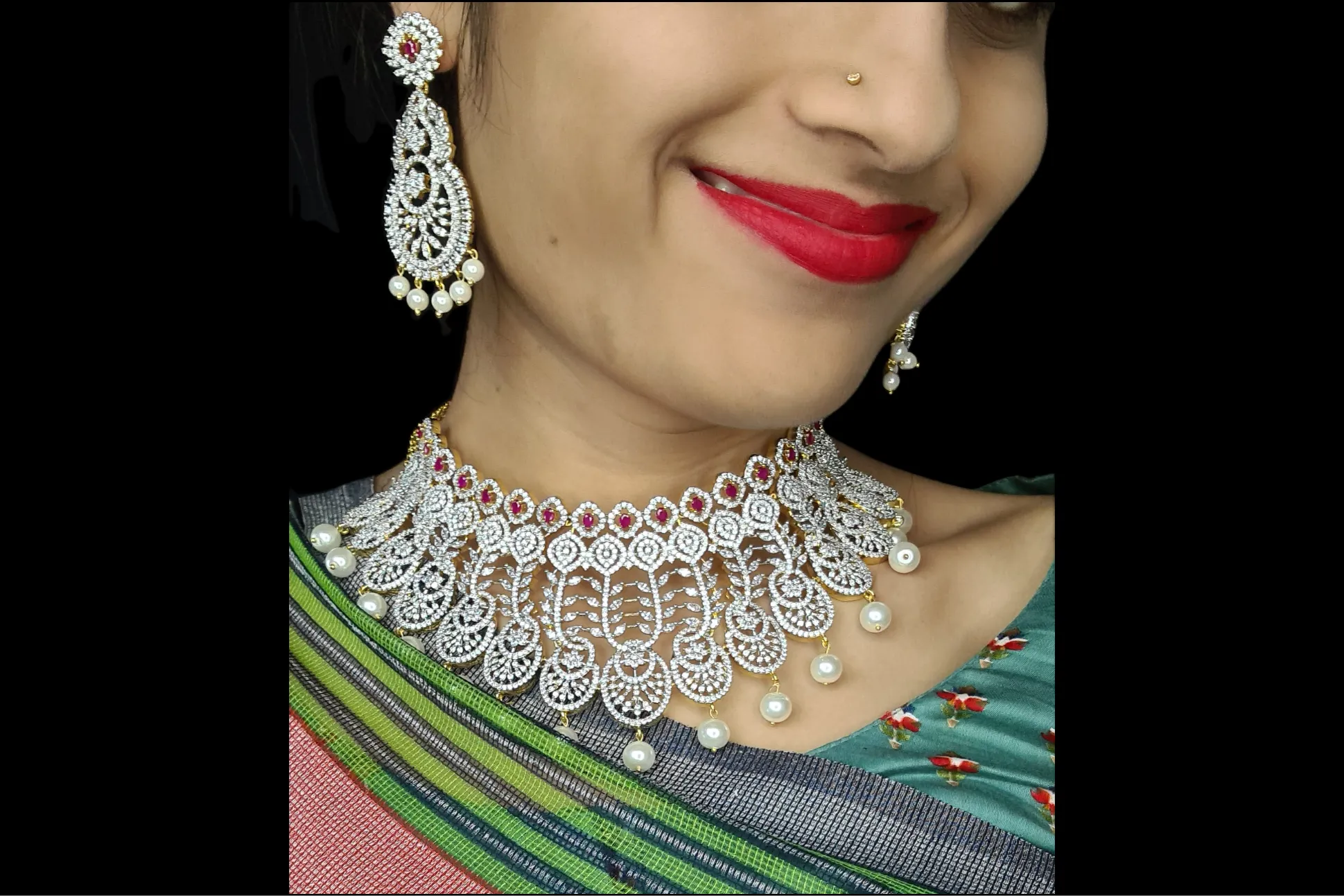 American Diamond Choker Set By Asp Fashion Jewellery