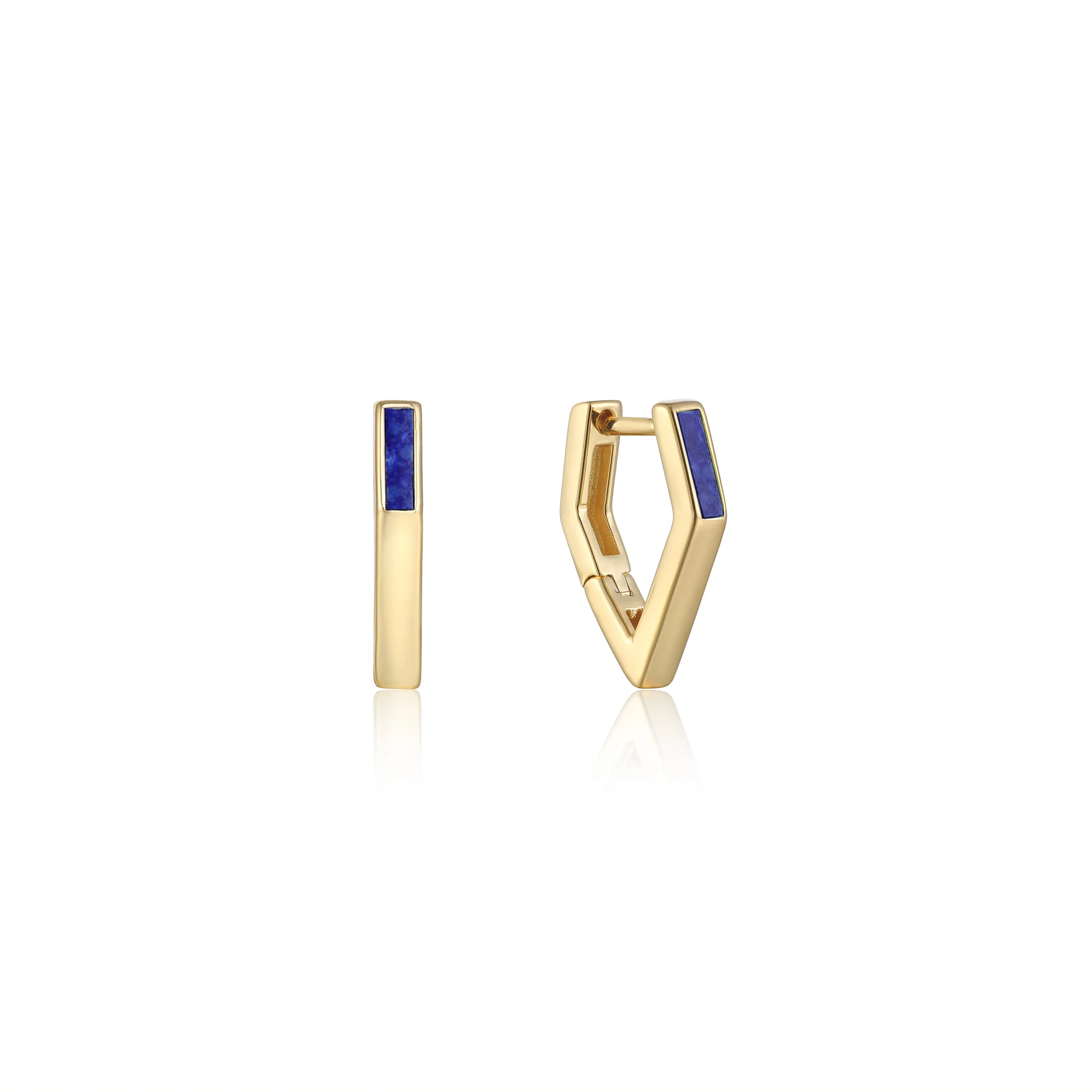 Ania Haie Gold Lapis Angular Hoop Earrings