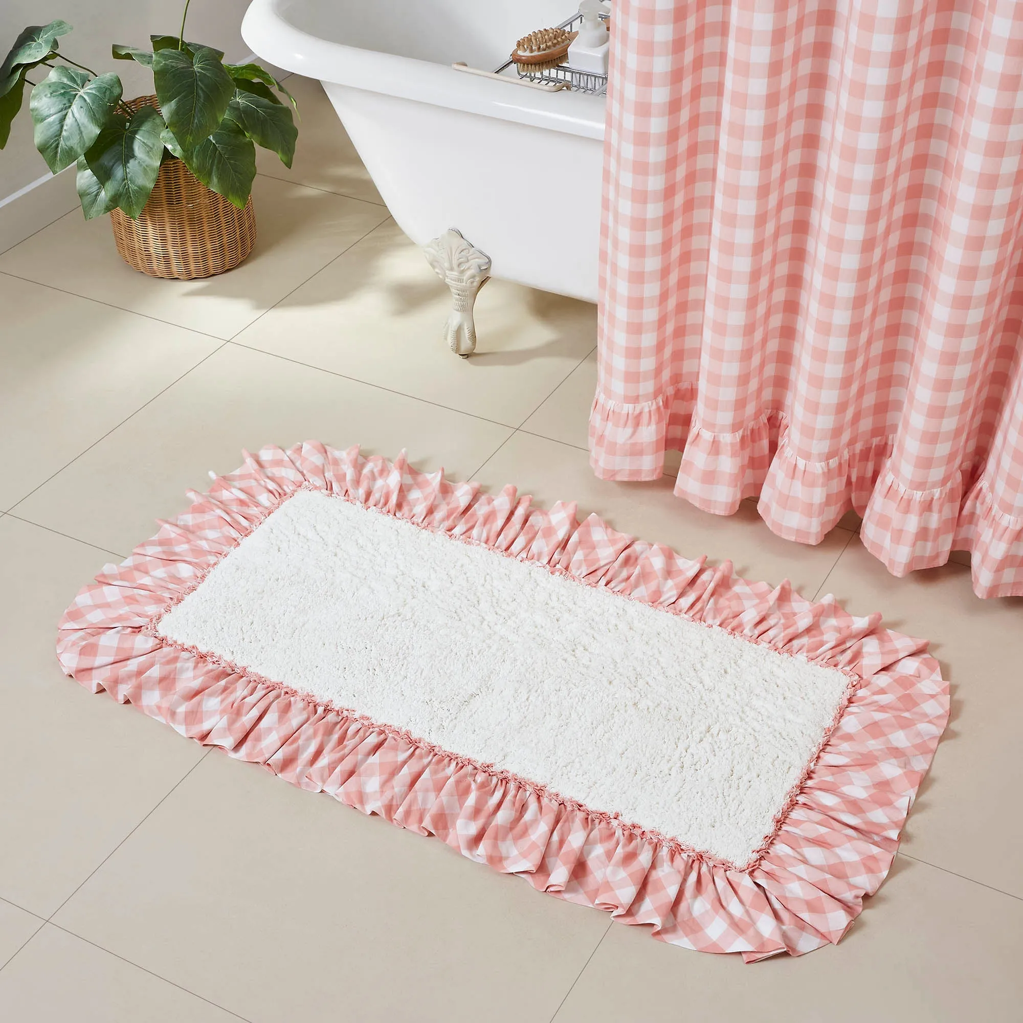 Annie Buffalo Coral Check Bathmat 27x48