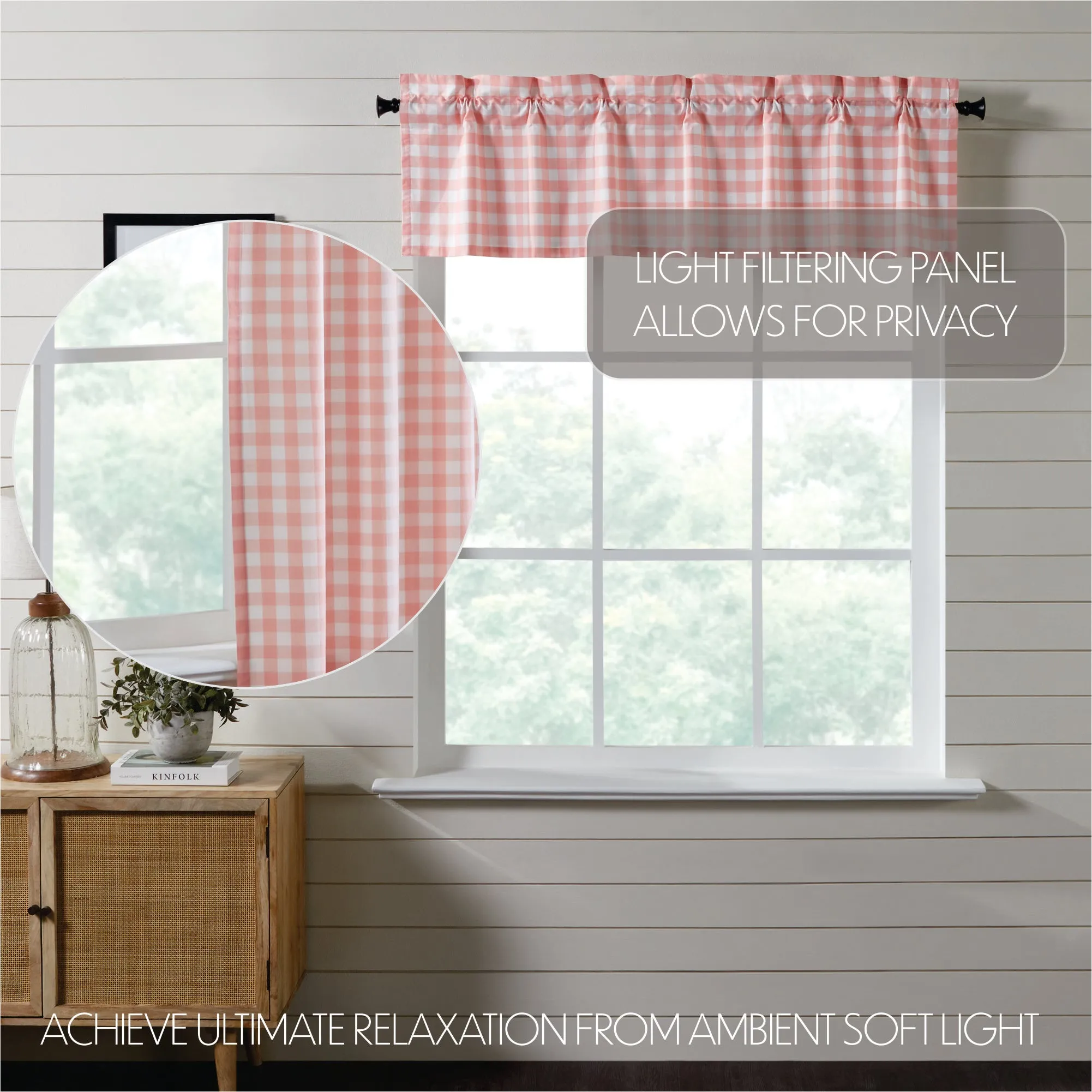 Annie Buffalo Coral Check Valance 16x60