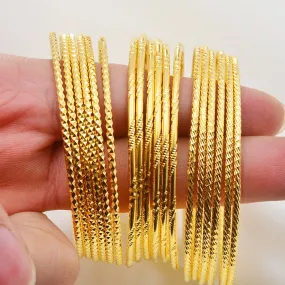 Anniyo (6pcs/lot)African Gold Color Shiny Bangles for Women Girls Dubai Circle Bracelet Jewelry Ethiopian Bride Wedding #013707