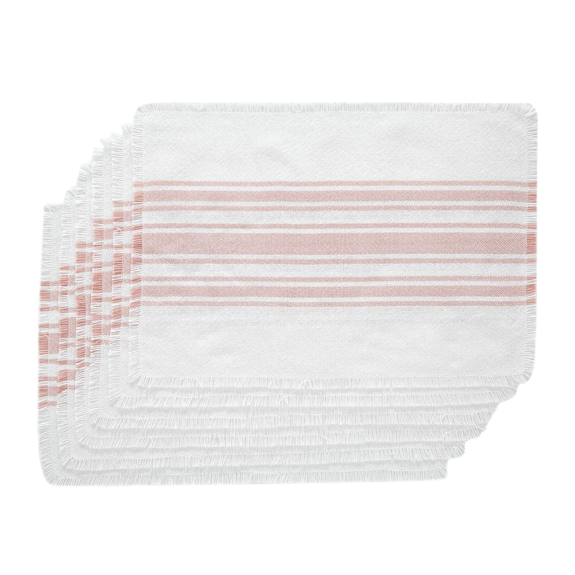 Antique White Stripe Coral Indoor/Outdoor Placemat Set of 6 13x19