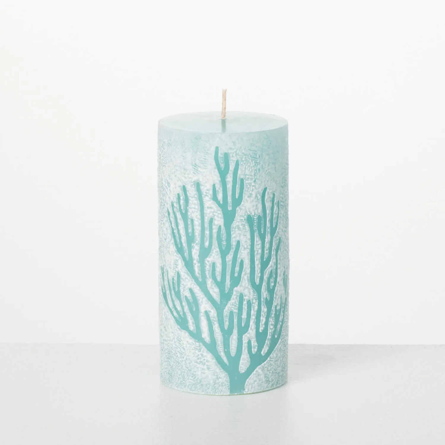 Aqua 6" Coral Pillar Candle