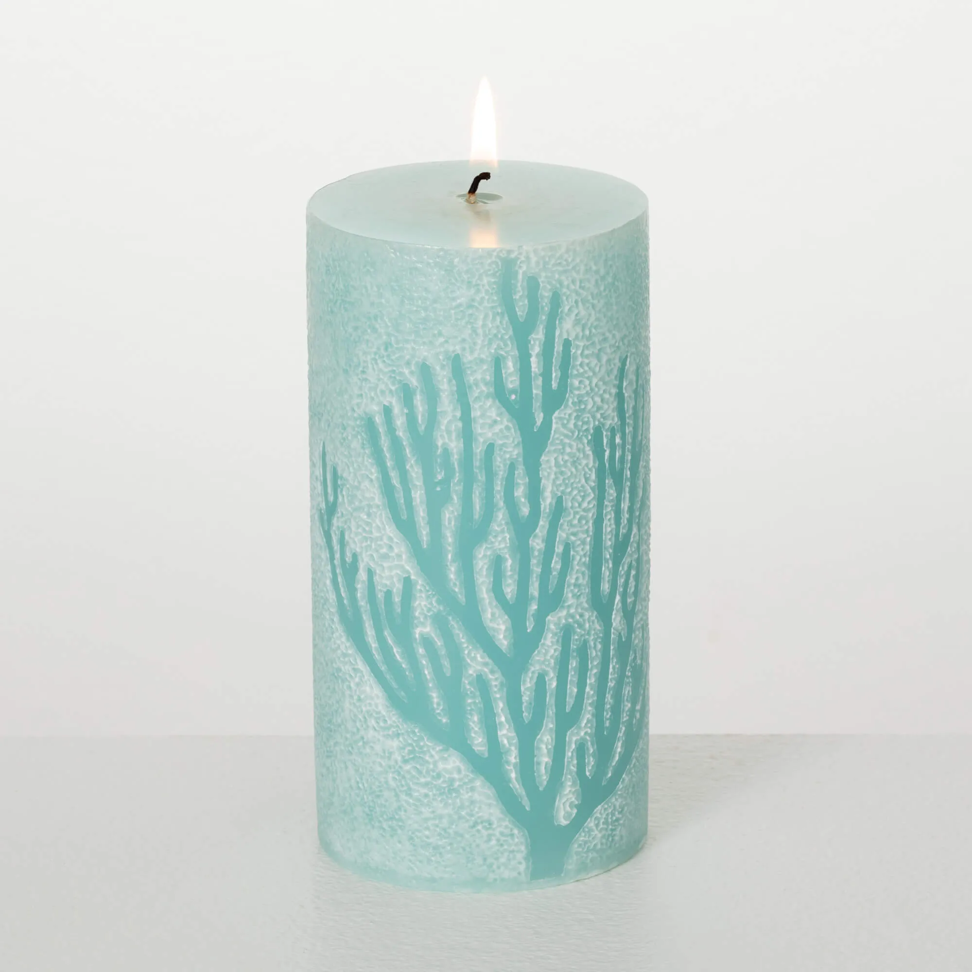 Aqua 6" Coral Pillar Candle