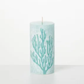 Aqua 6" Coral Pillar Candle