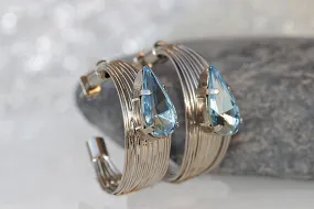 AQUAMARINE HOOP EARRINGS