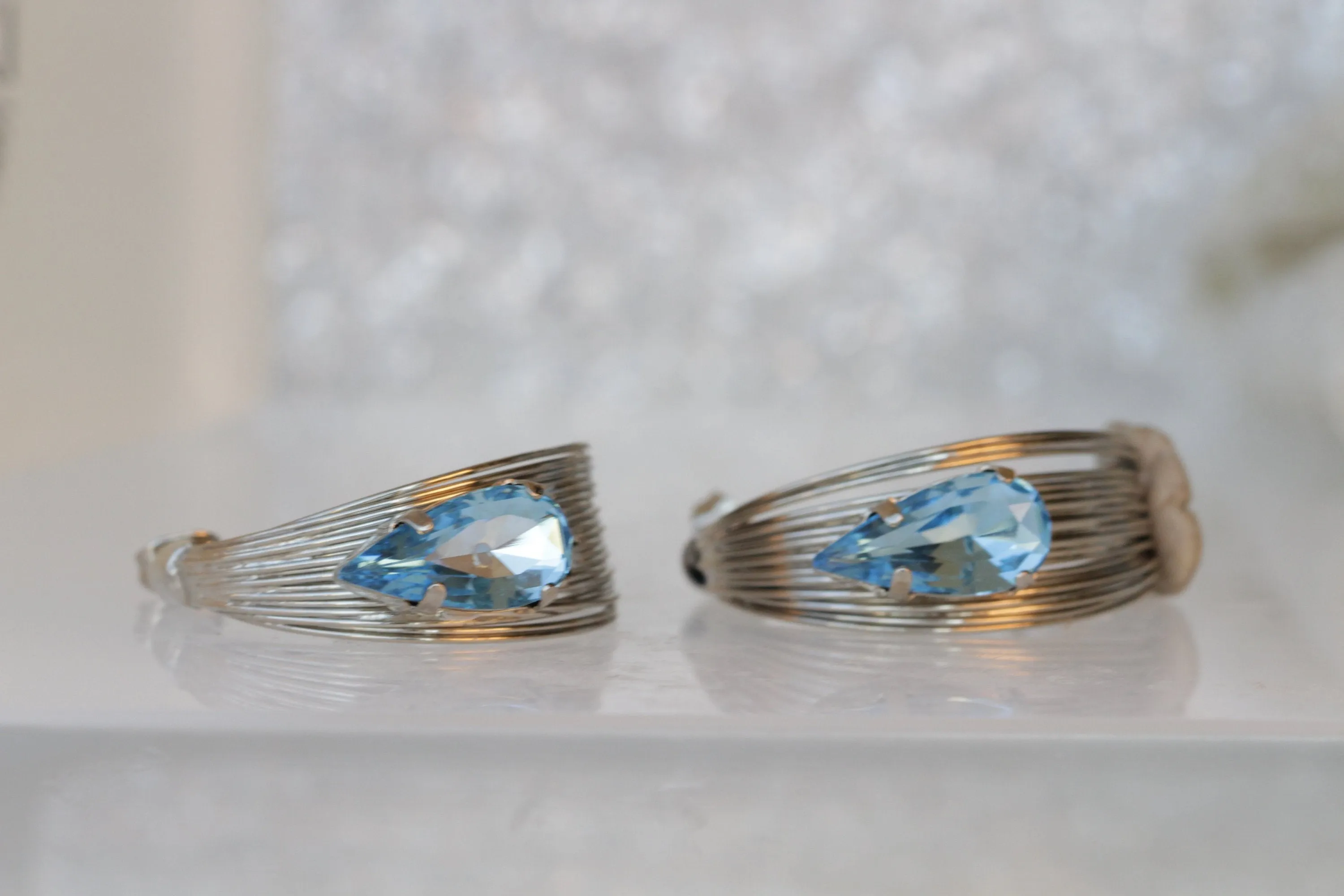 AQUAMARINE HOOP EARRINGS