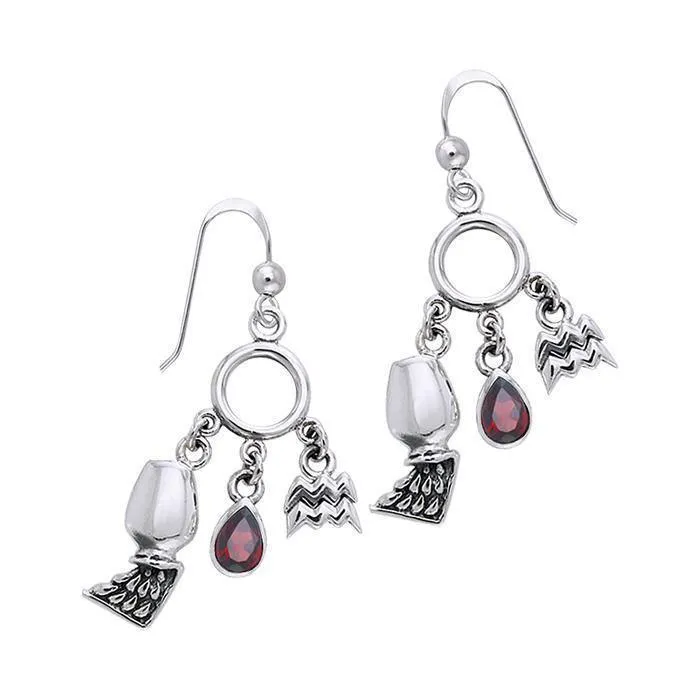 Aquarius Silver Astrology Earrings TER882