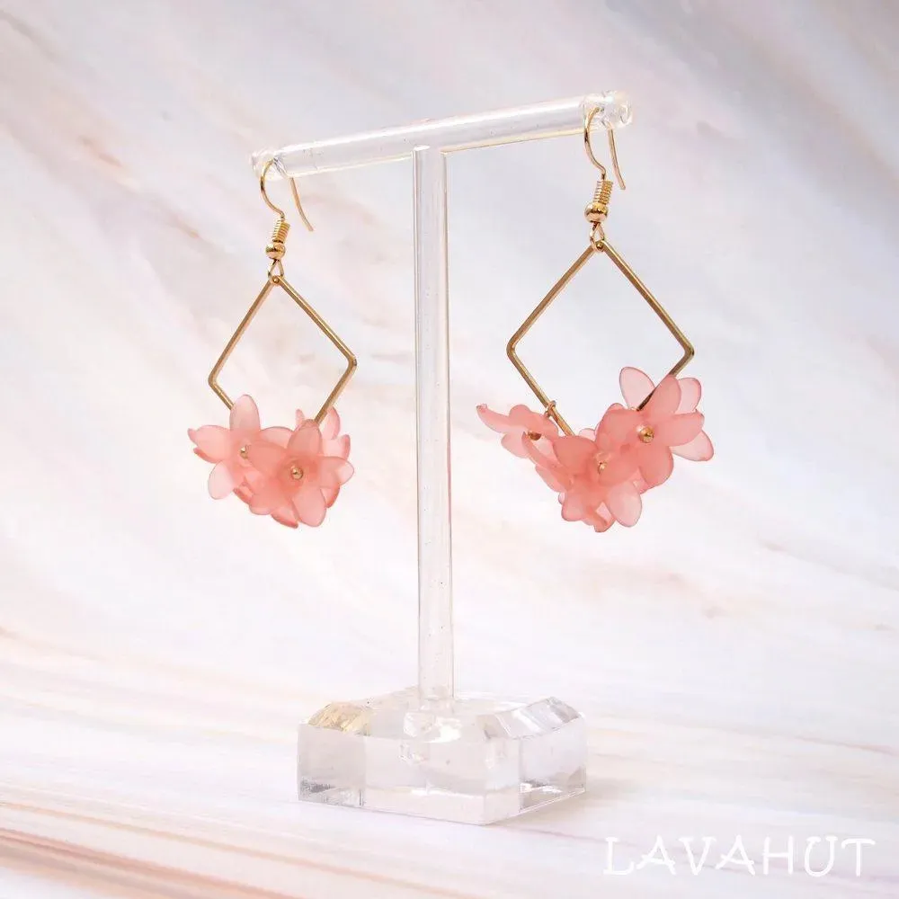 Aria Square Pink Drop Earrings