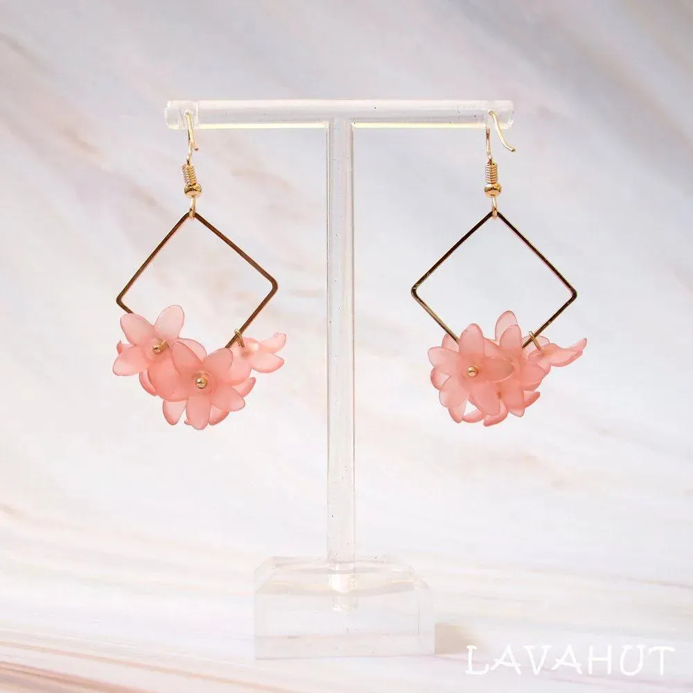 Aria Square Pink Drop Earrings