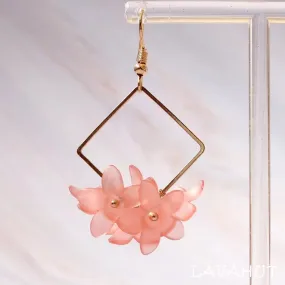 Aria Square Pink Drop Earrings