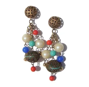 Art Deco Beaded Czech Earrings Girandole Drops