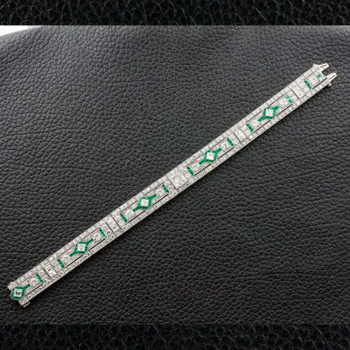 Art Deco Emerald & Diamond Estate Bracelet