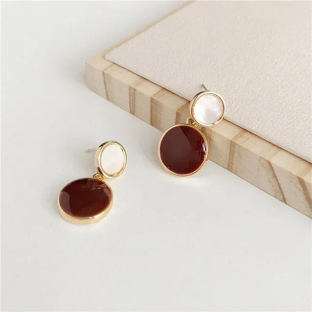 Autumn Winter New Brown Earrings Vintage Matte drop Earrings for women Metal Fashion Statement Dangle Earring 2021 Trend Jewelry