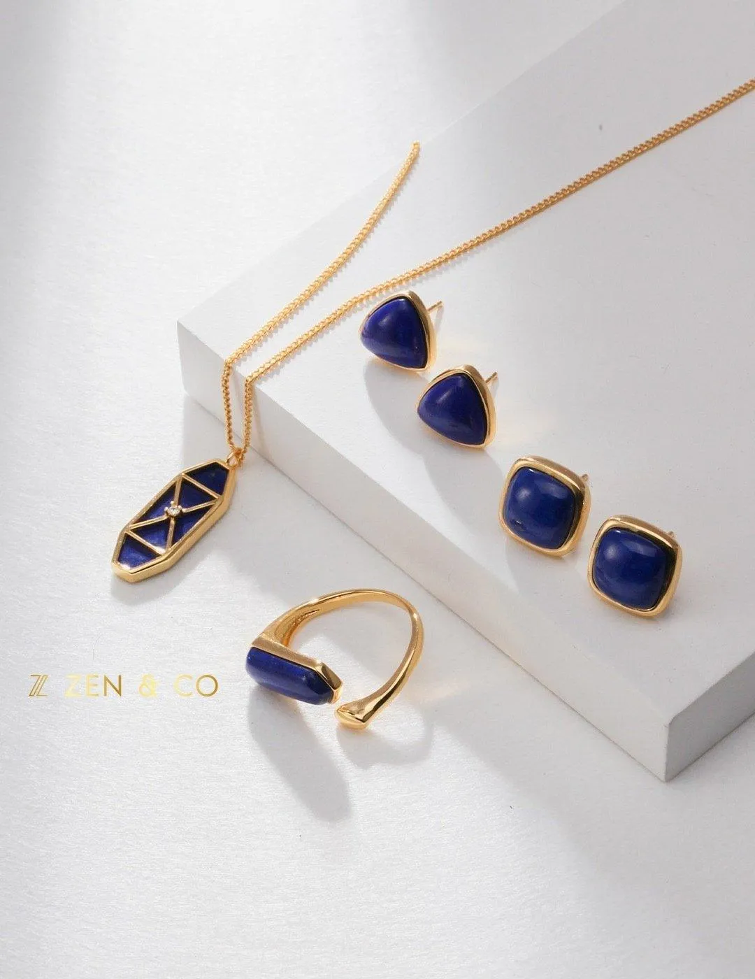 AZUL Blue Lapis Lazuli stone stud earrings