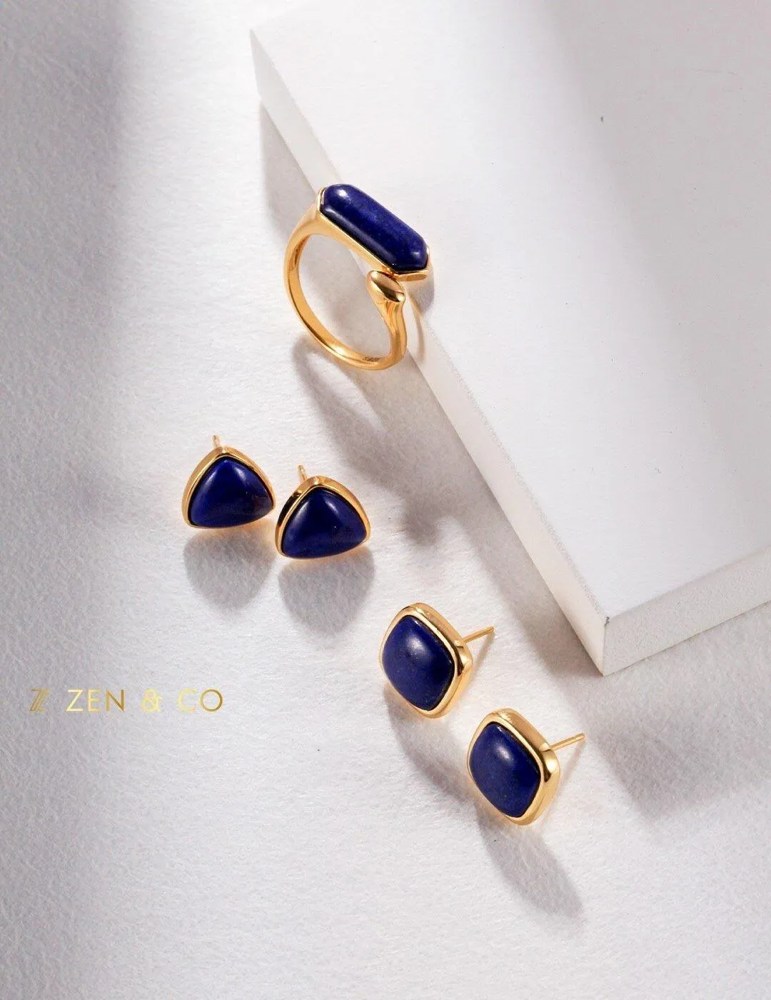 AZUL Blue Lapis Lazuli stone stud earrings