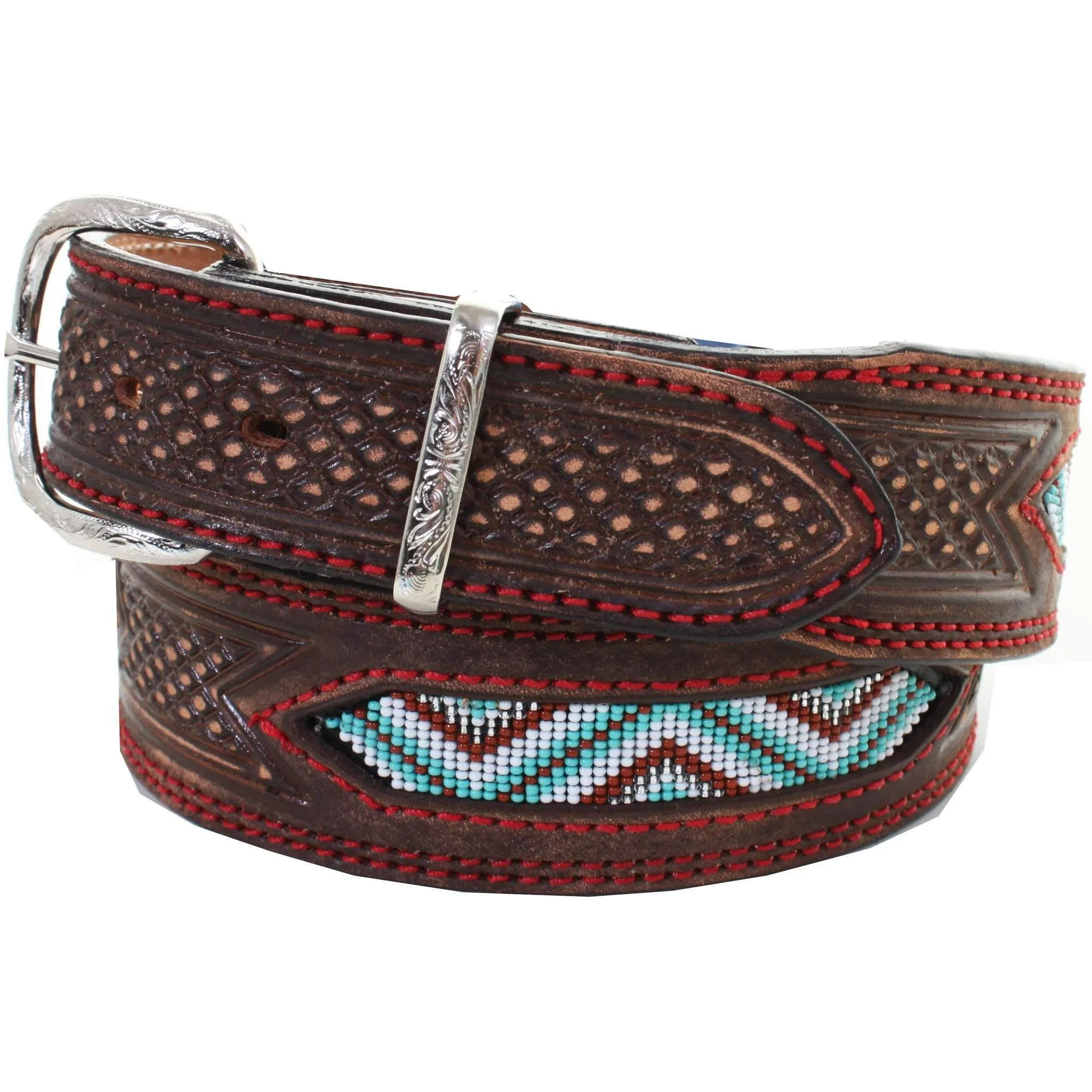 B972 - Brown Vintage Beaded Belt