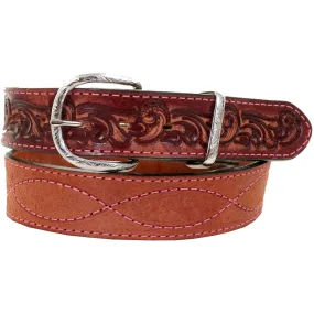 B991A - Cognac Rough Out Tooled Belt