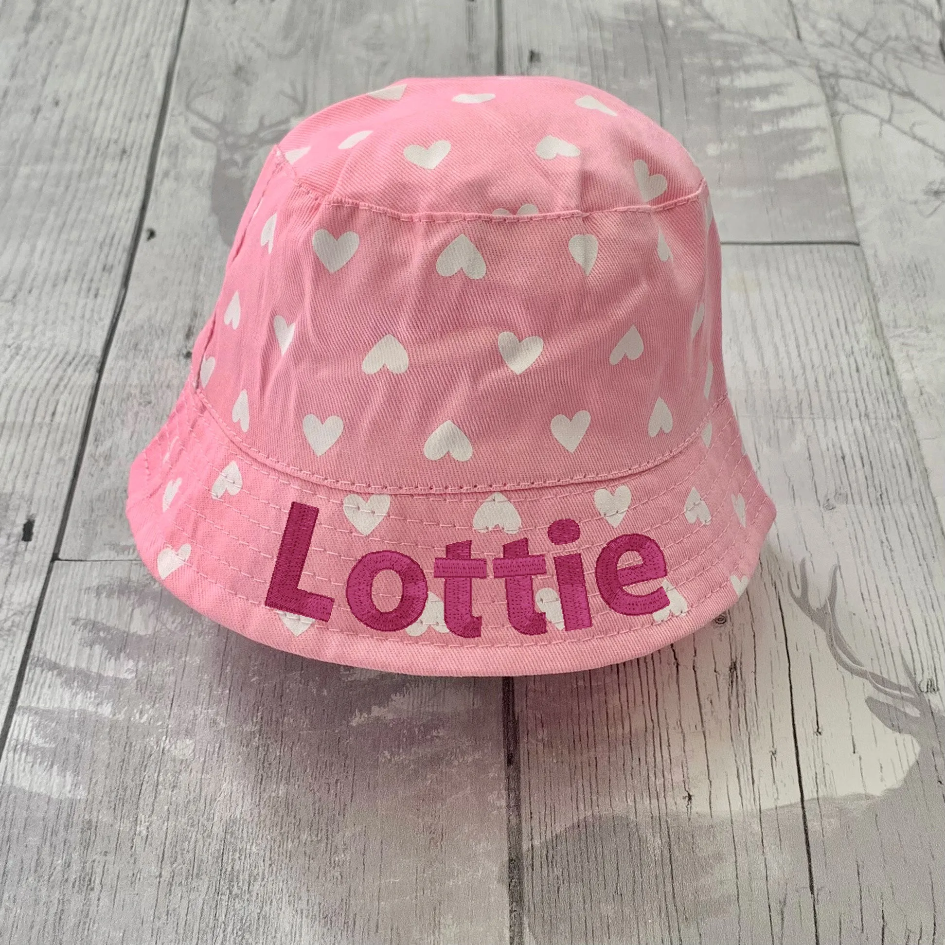 Baby Girls Personalised Summer Bucket Sun Hat - Pink