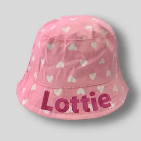 Baby Girls Personalised Summer Bucket Sun Hat - Pink