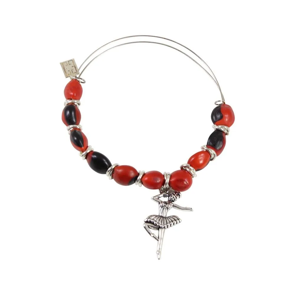 Ballerina Dancer Gift Adjustable Bangle Bracelet for Women - Huayruro Red Seed Beads