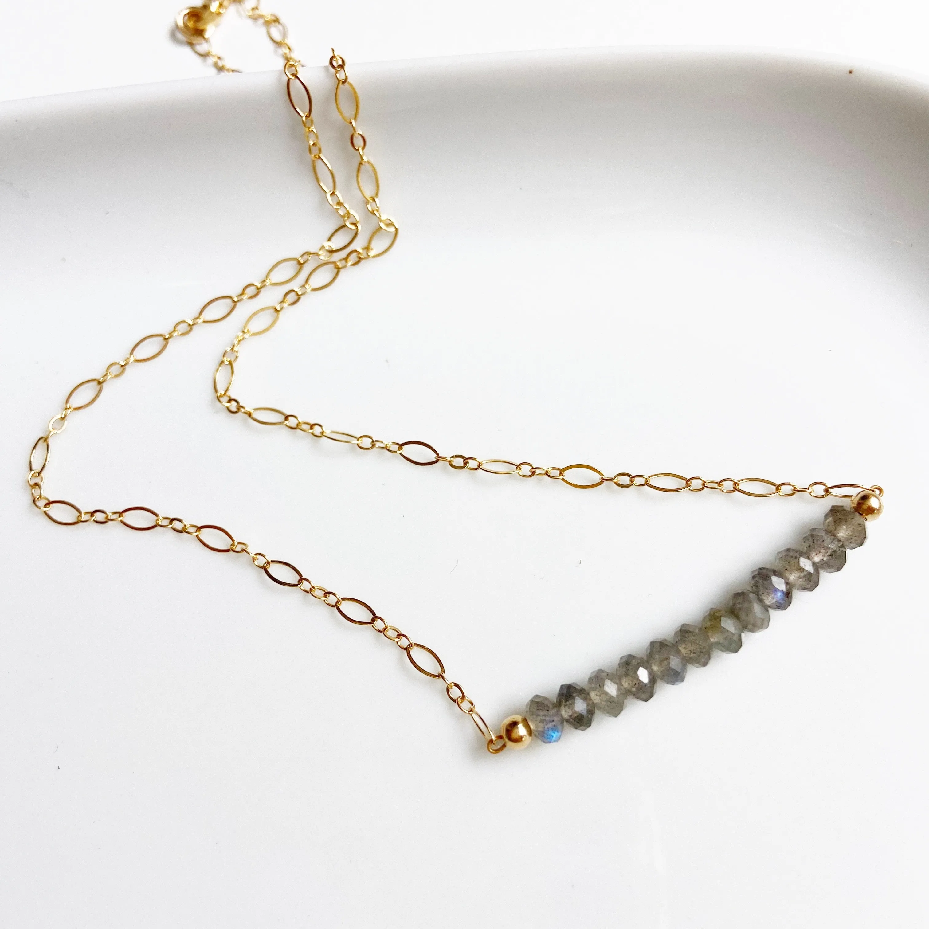 Be Uniquely You- Labradorite Choker Necklace in Silver or Gold (15.5 inches)