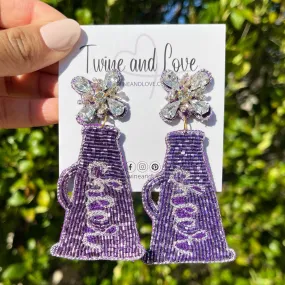 Beaded Purple Cheer Earrings