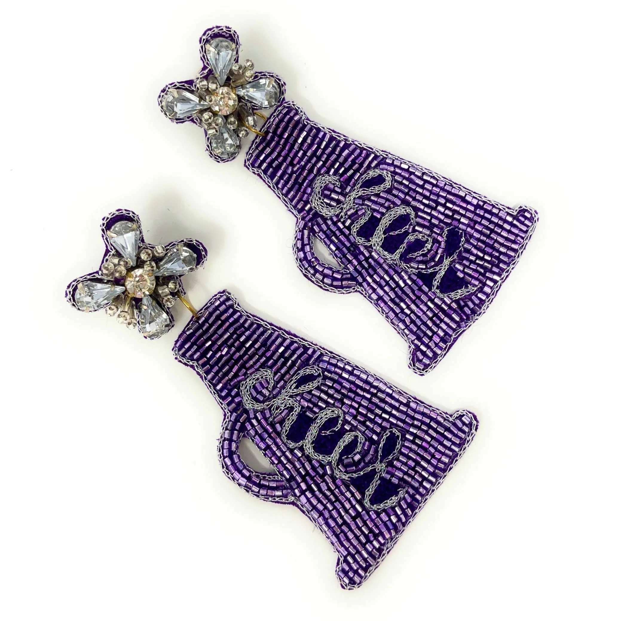 Beaded Purple Cheer Earrings