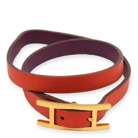 Behapi Double Tour Small Anemone/Capucine Bracelet in Swift, Gold hardware