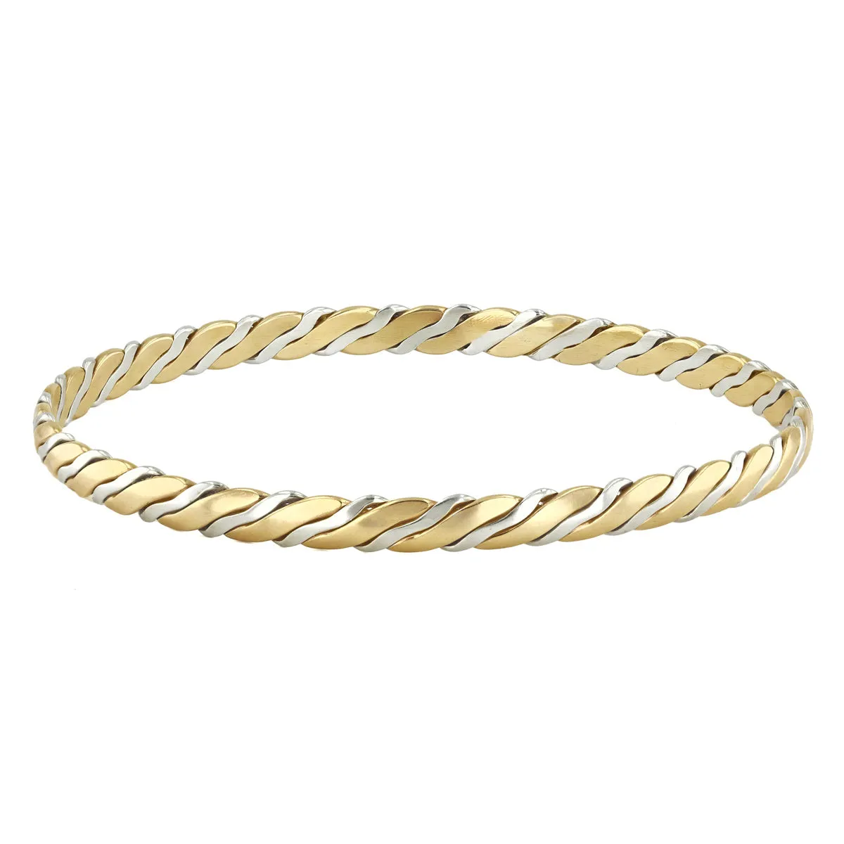 Bi-Metal Twisted Bangle | Pre-Loved | 9K Solid Gold