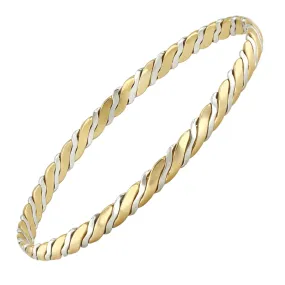 Bi-Metal Twisted Bangle | Pre-Loved | 9K Solid Gold