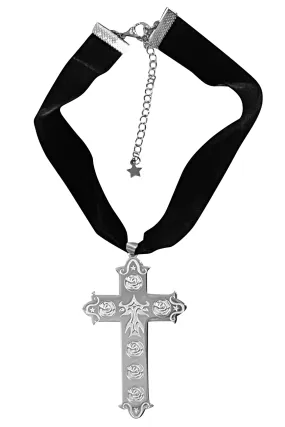 Big Cross Velvet Choker